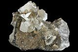 Transparent Columnar Calcite Crystals on Druzy Quartz #164000-1